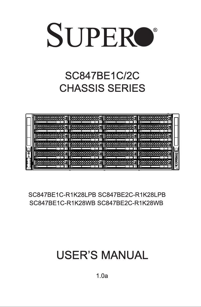 Page 1 de la notice Manuel utilisateur Supermicro SuperChassis SC847BE1C-R1K28LPB