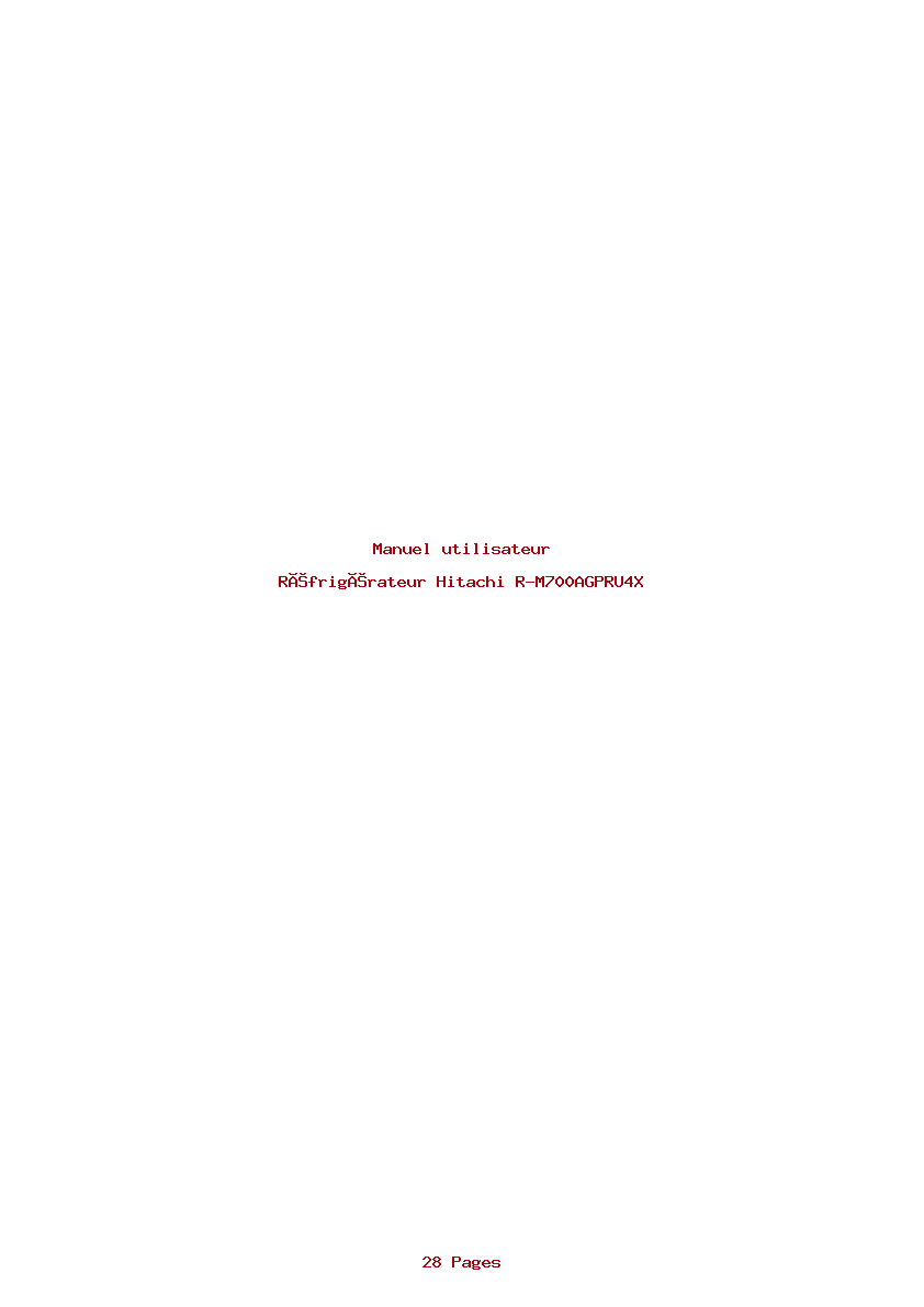 Page 1 de la notice Manuel utilisateur Hitachi R-M700AGPRU4X