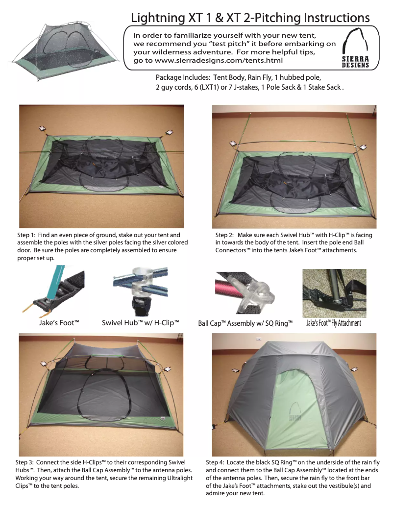 Page 1 de la notice Manuel utilisateur Sierra Designs Lightning XT 2