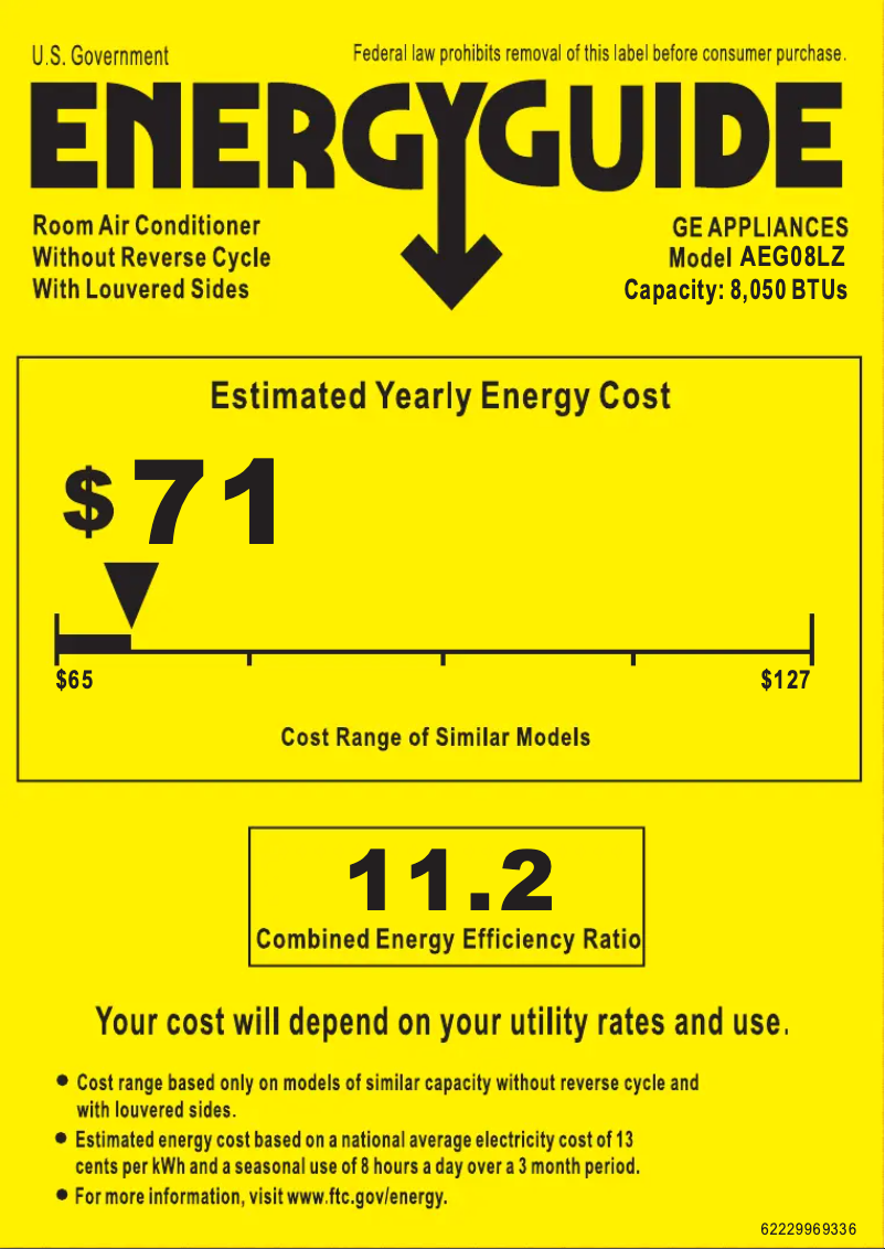 Página 1 del manual Etiqueta energética GE AEG08LZ