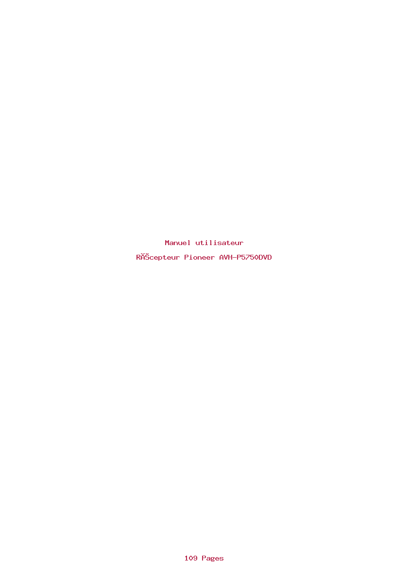 Page 1 de la notice Manuel utilisateur Pioneer AVH-P5750DVD