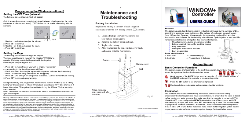 Page 1 de la notice Manuel utilisateur Nelson 1000 Series On/Off Valves