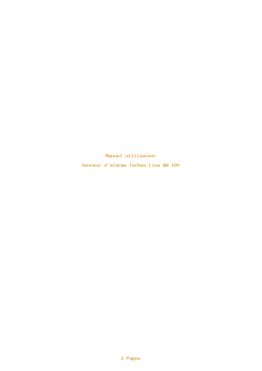 Page 1 de la notice Manuel utilisateur Techno Line WQ 100