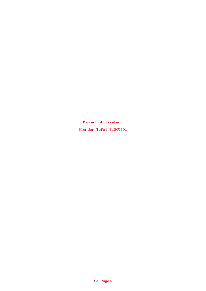 Page 1 de la notice Manuel utilisateur Tefal BL305801