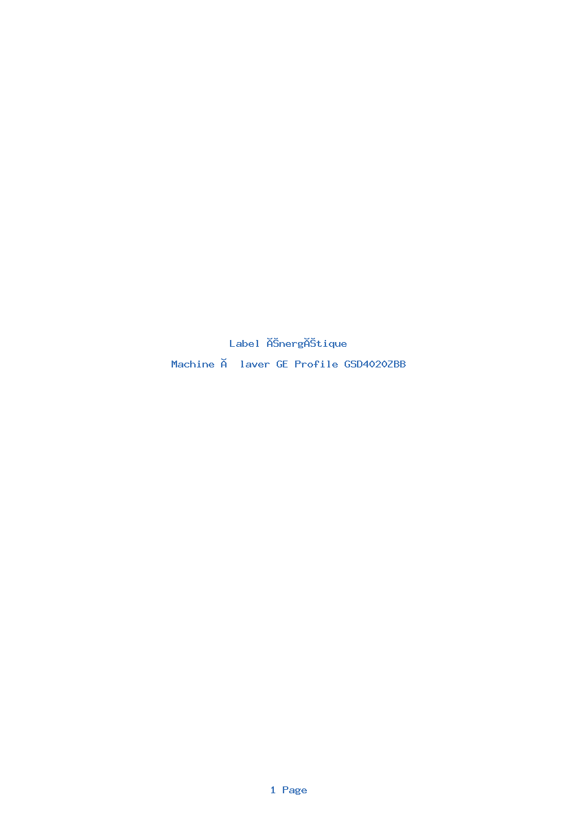 Page 1 de la notice Label énergétique GE Profile GSD4020ZBB