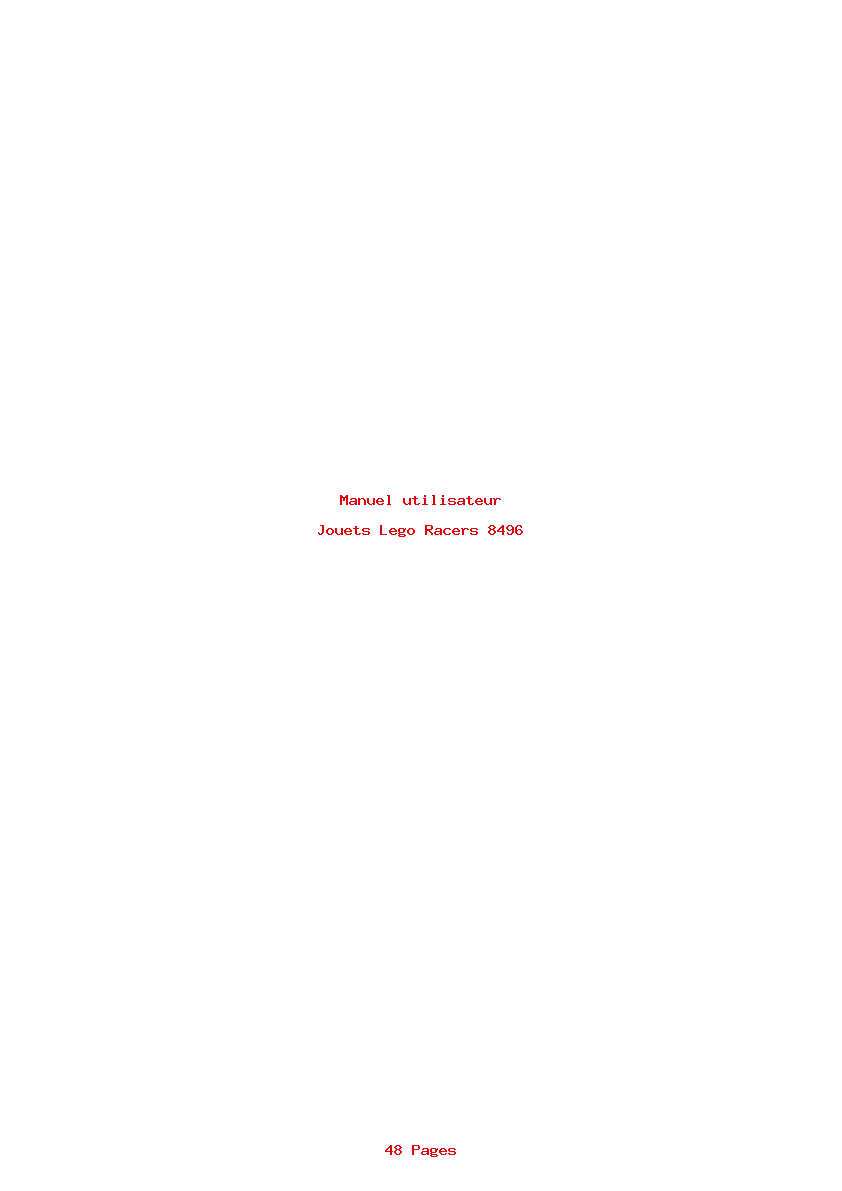 Page 1 de la notice Manuel utilisateur Lego Racers 8496