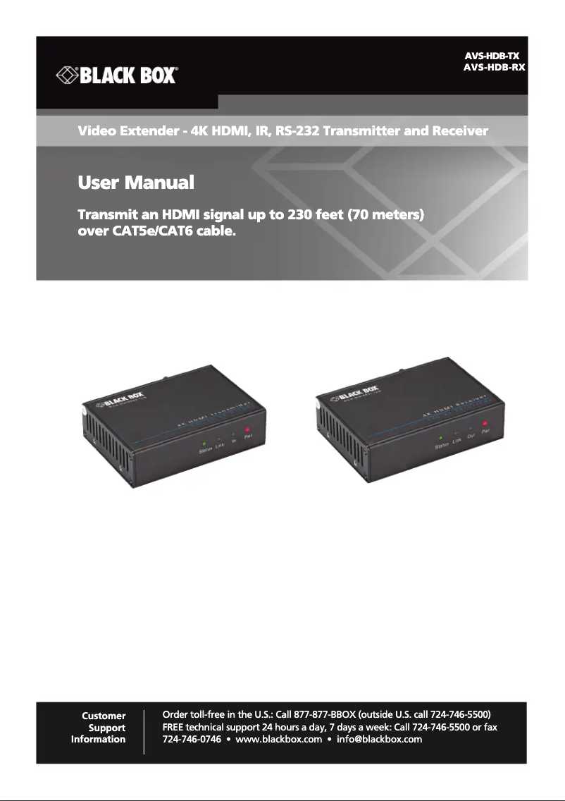 Page 1 de la notice Manuel utilisateur Black Box AVS-HDB-RX