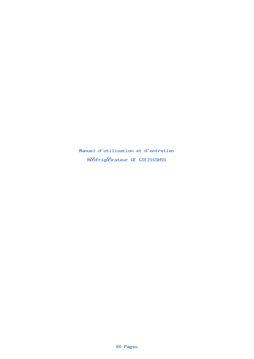 Page 1 de la notice Manuel d'utilisation et d'entretien GE GIE21GSHSS