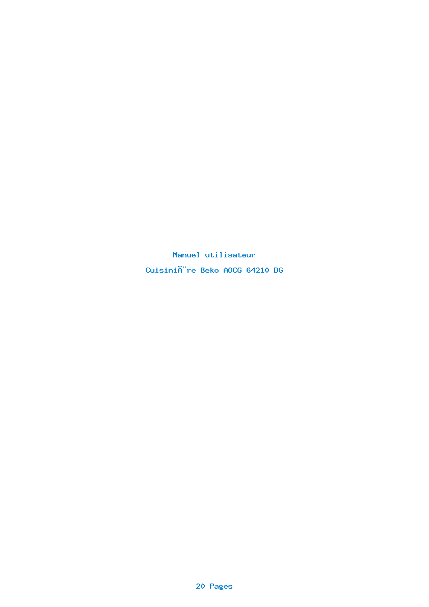 Page 1 de la notice Manuel utilisateur Beko AOCG 64210 DG