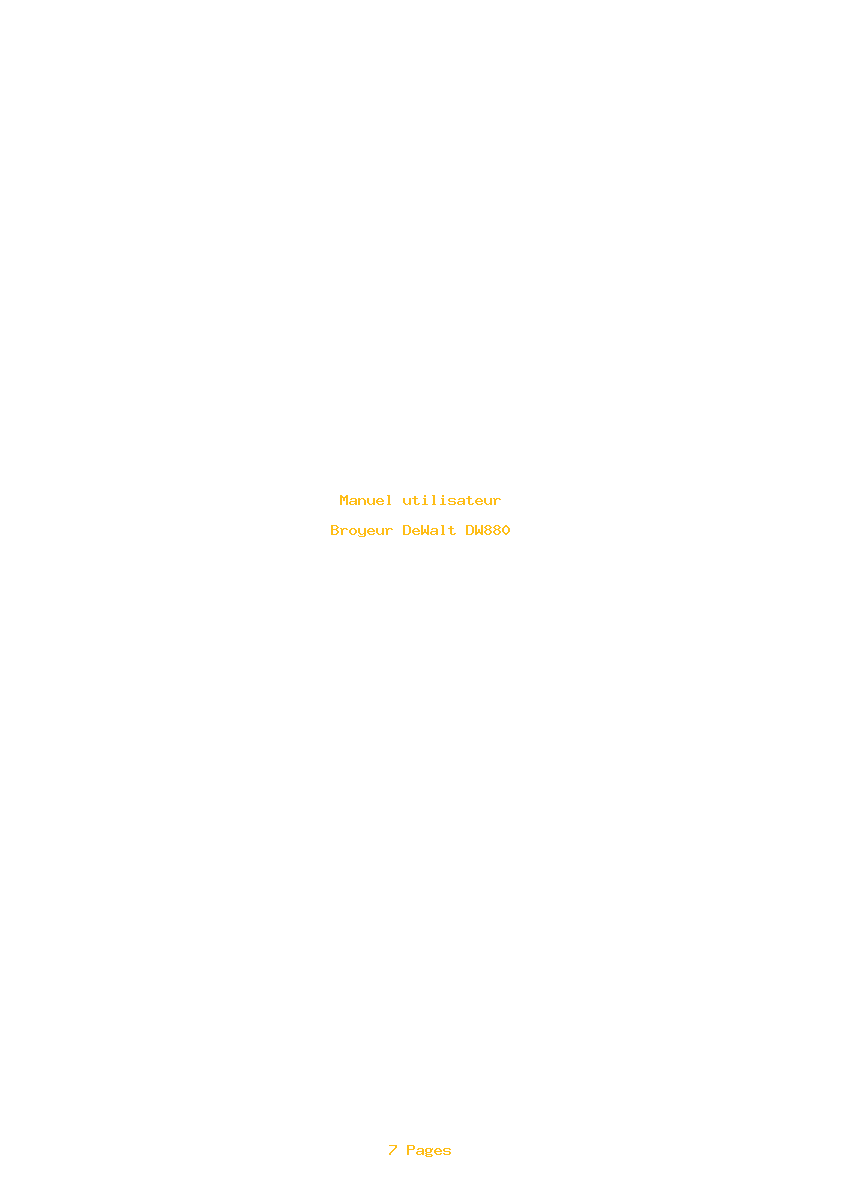 Page 1 de la notice Manuel utilisateur DeWalt DW880