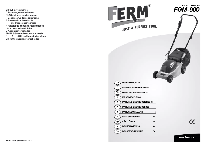 Page 1 de la notice Manuel utilisateur Ferm FGM-900