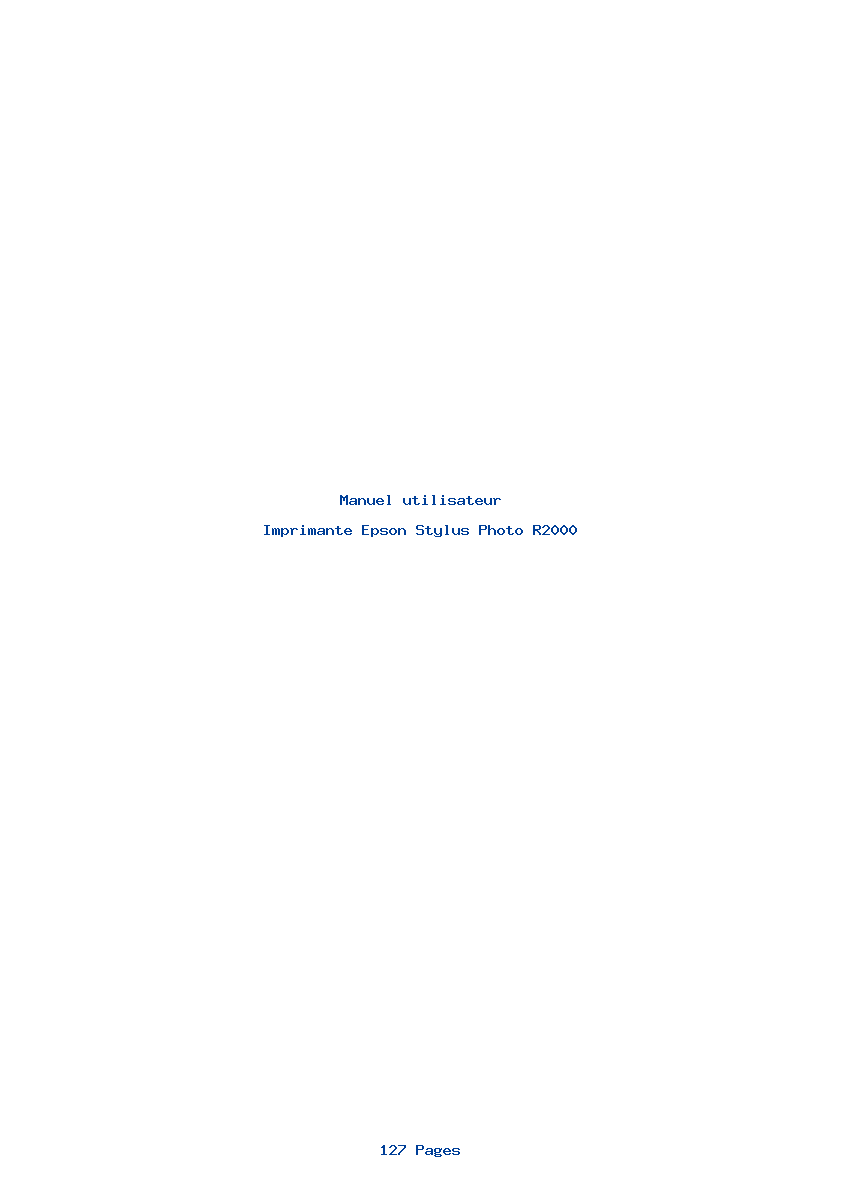 Page 1 de la notice Manuel utilisateur Epson Stylus Photo R2000