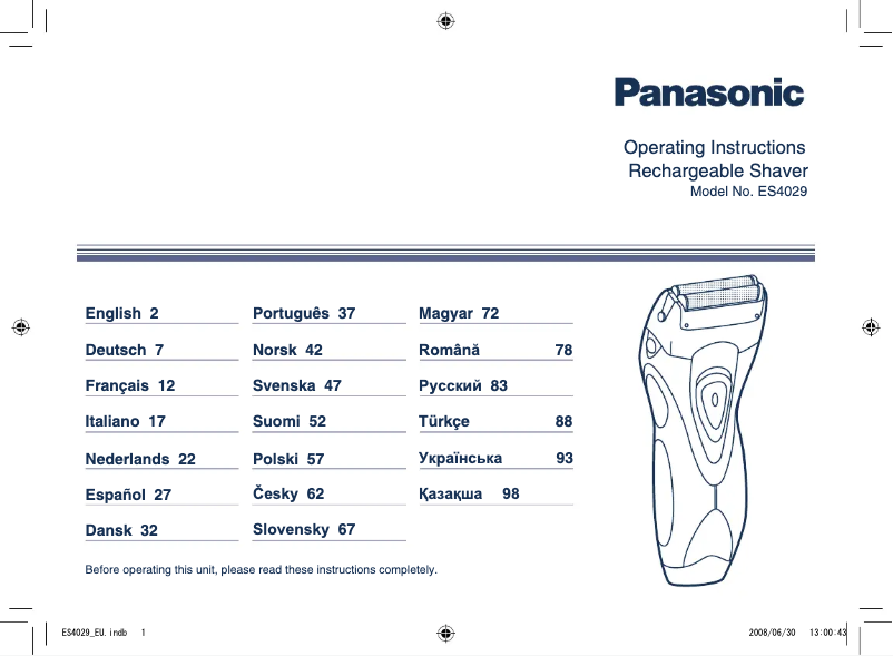 Página 1 del manual Manual de usuario Panasonic ES-4029