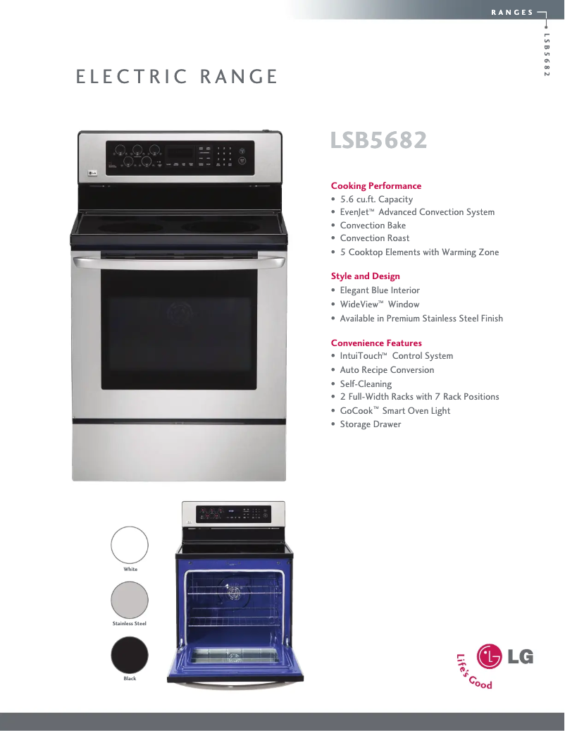 Page 1 de la notice Fiche technique LG LSB5682SS