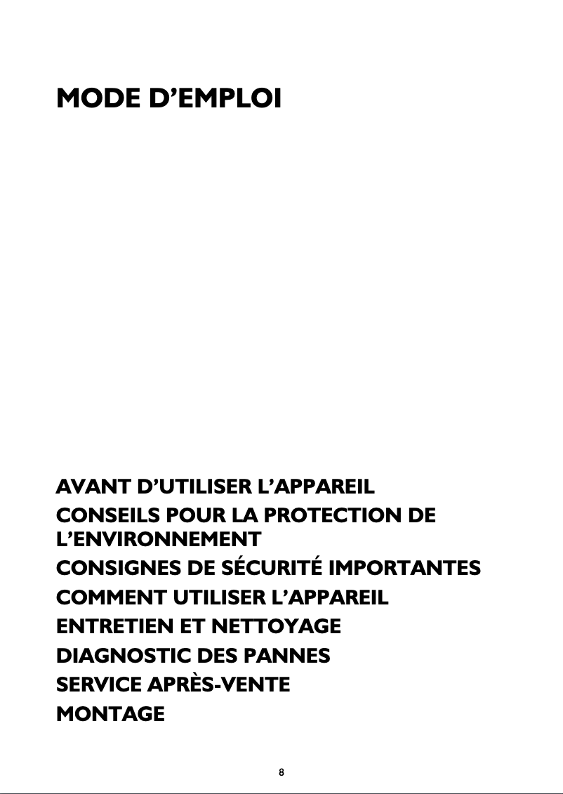 Page 1 de la notice Manuel utilisateur Whirlpool AKR 958