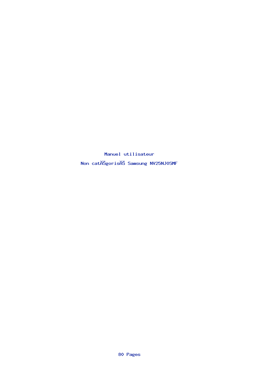 Page 1 de la notice Manuel utilisateur Samsung NV25NJ0SMF