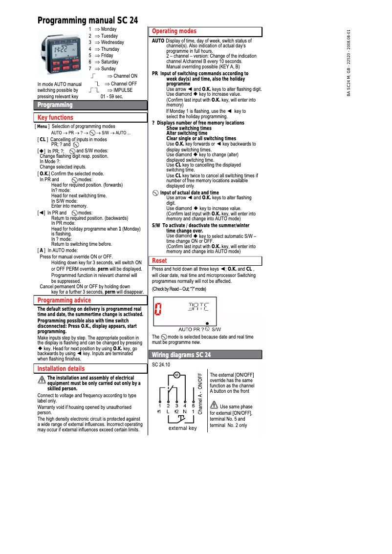Page 1 de la notice Manuel utilisateur Paladin SC 24.10