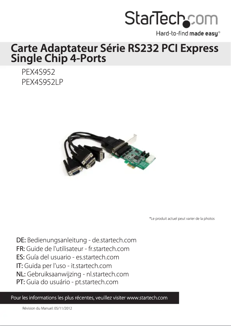 Page 1 de la notice Manuel utilisateur StarTech.com PEX4S952LP