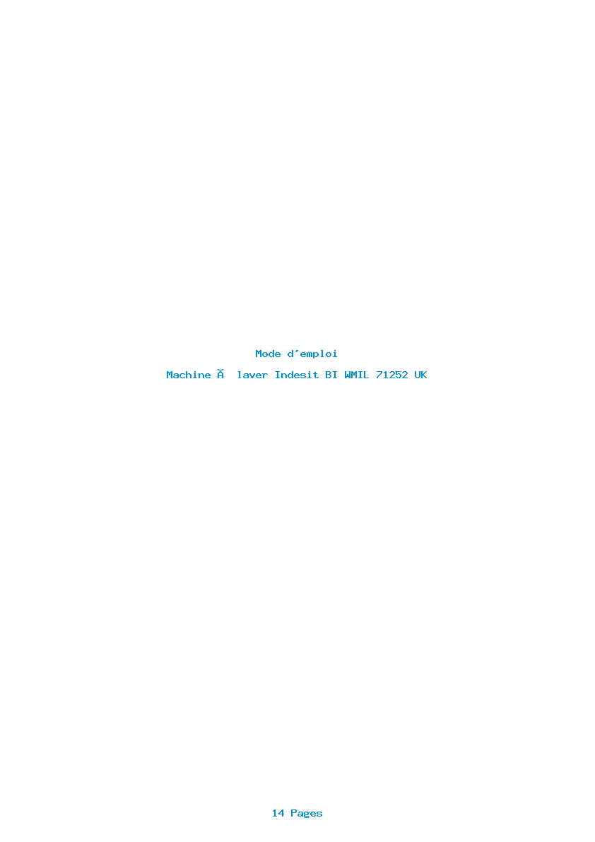 Page 1 de la notice Mode d'emploi Indesit BI WMIL 71252 UK