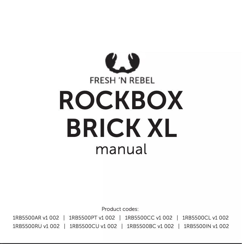 Page 1 de la notice Manuel utilisateur Fresh 'n Rebel Rockbox Brick XL