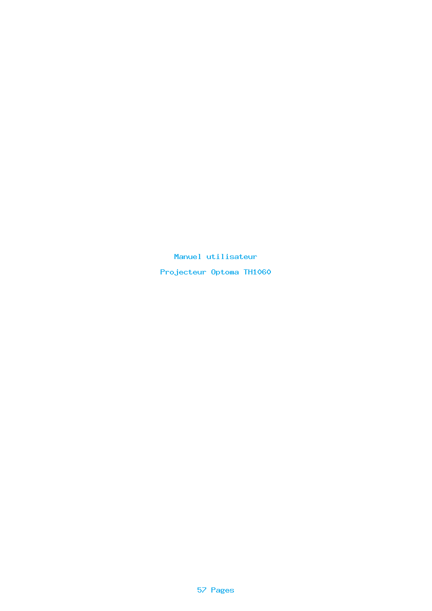 Page 1 de la notice Manuel utilisateur Optoma TH1060