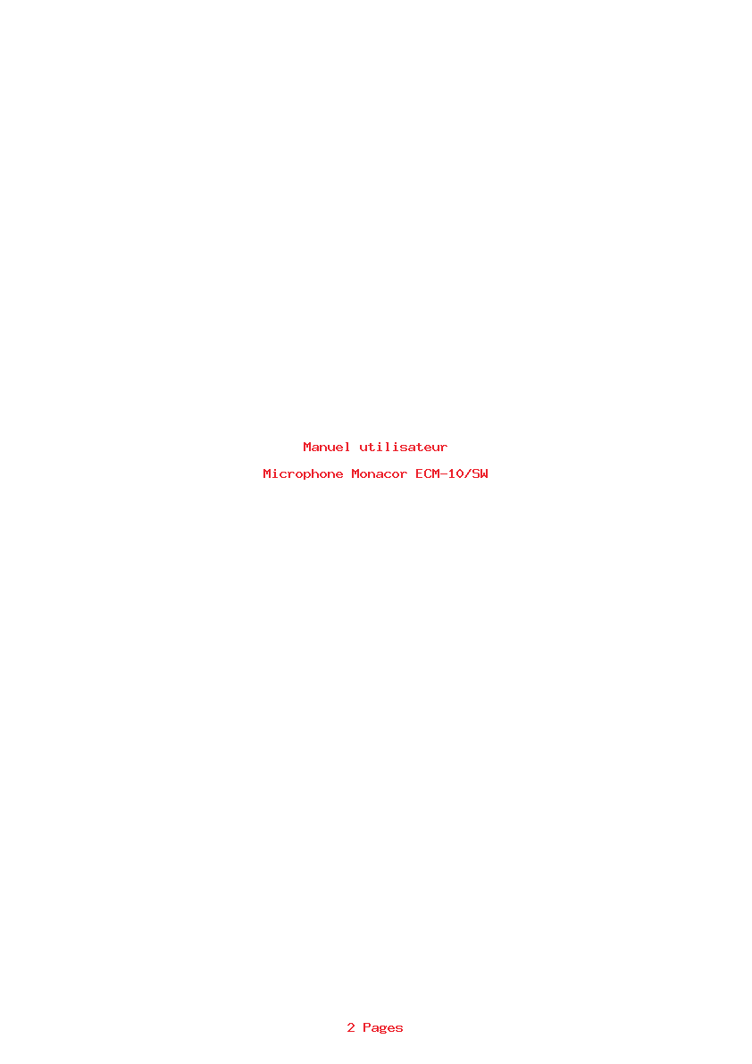 Page 1 de la notice Manuel utilisateur Monacor ECM-10/SW