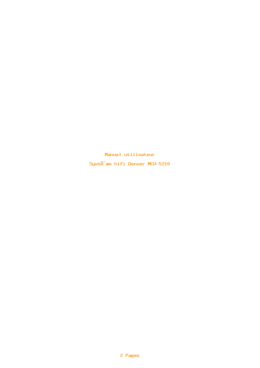 Page 1 de la notice Manuel utilisateur Denver MCU-5210