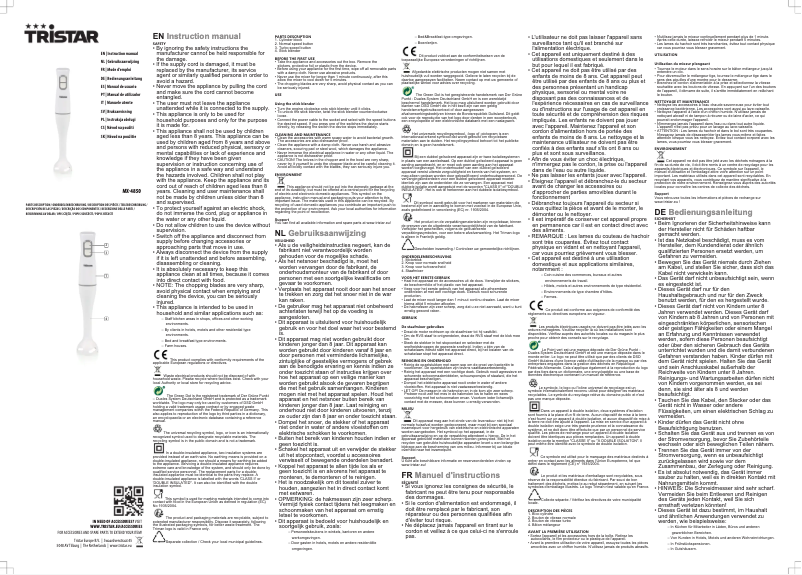 Page 1 of the manual User Manual TriStar MX-4850