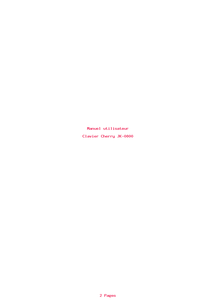 Page 1 de la notice Manuel utilisateur Cherry JK-0800