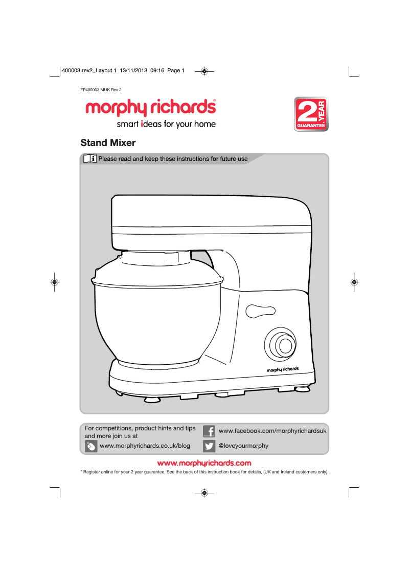Página 1 del manual Manual de usuario Morphy Richards Accents 400004