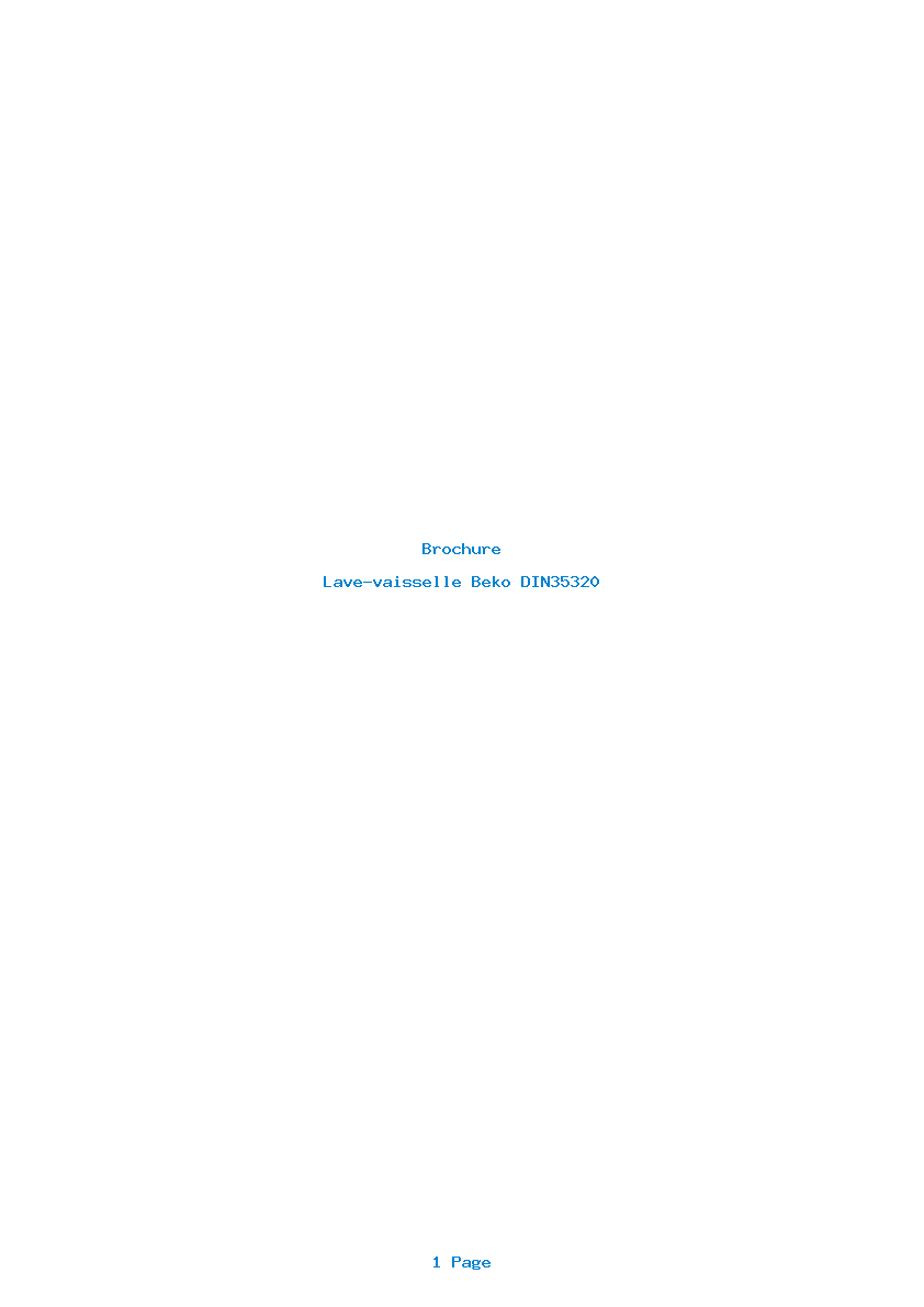 Page 1 de la notice Brochure Beko DIN35320