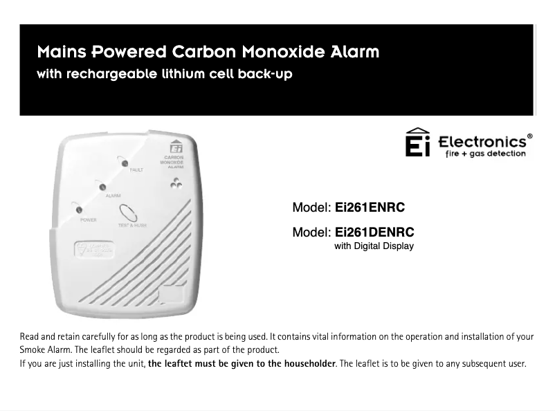 Página 1 del manual Manual de usuario Ei Electronics Ei261EN