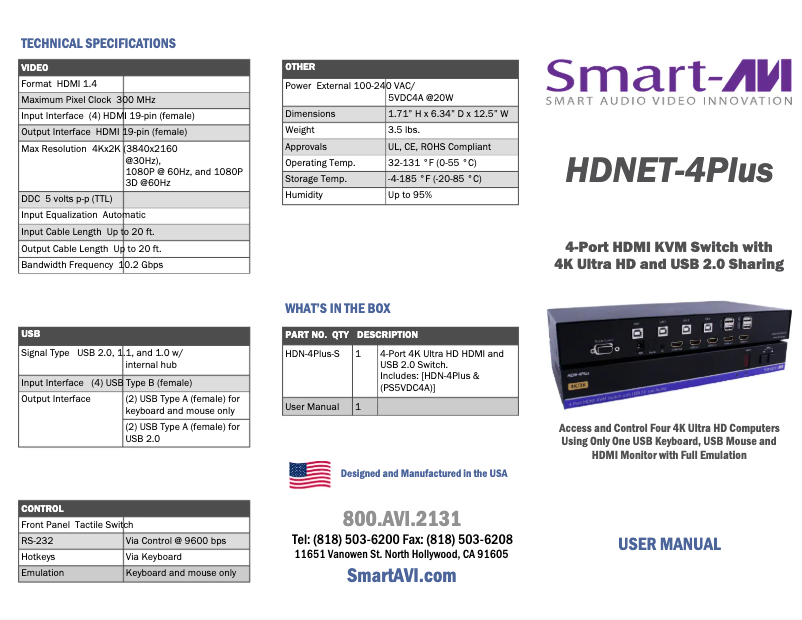 Page 1 de la notice Manuel utilisateur Smart-AVI HDN-4PLUS-S