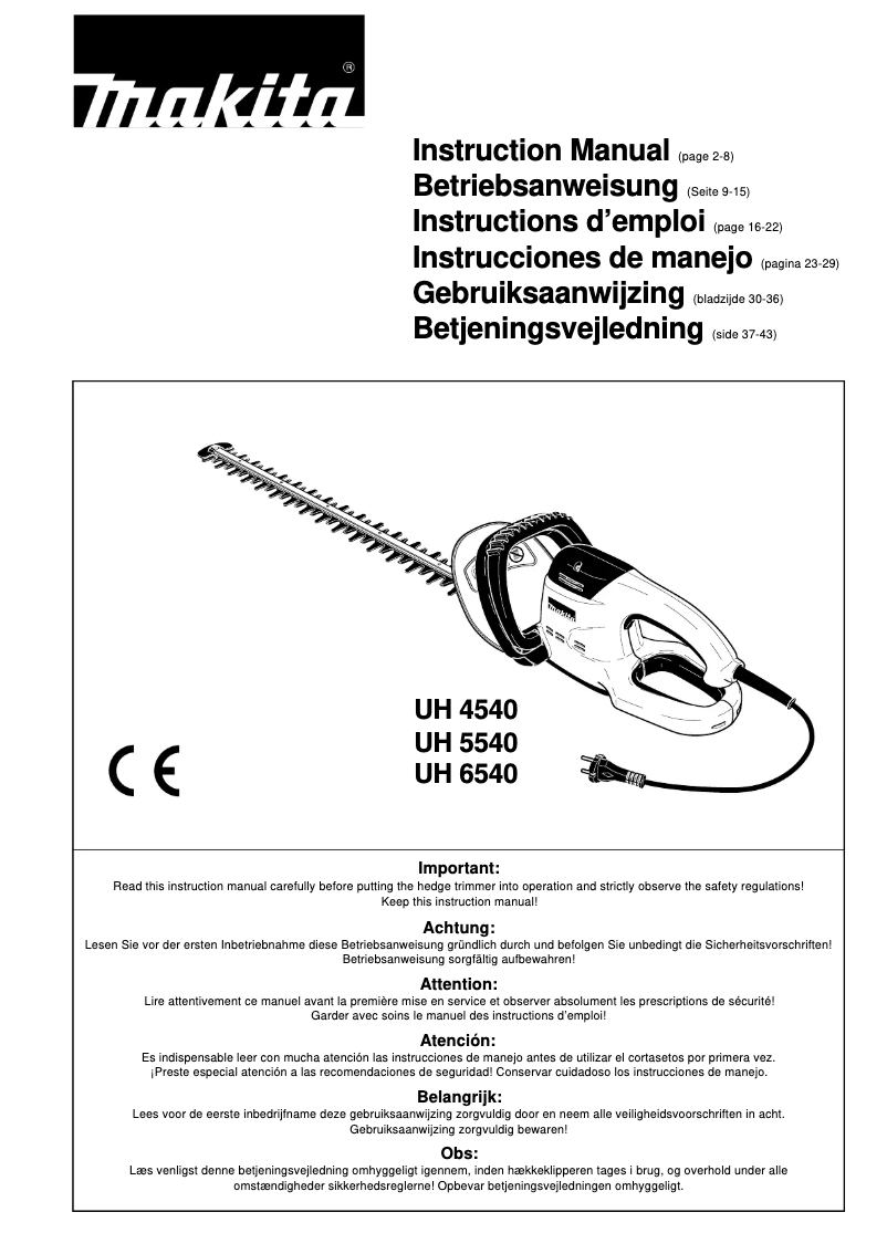 Page 1 de la notice Manuel utilisateur Makita UH5540