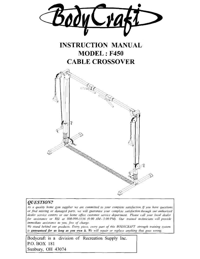 Page 1 de la notice Manuel utilisateur BodyCraft F450
