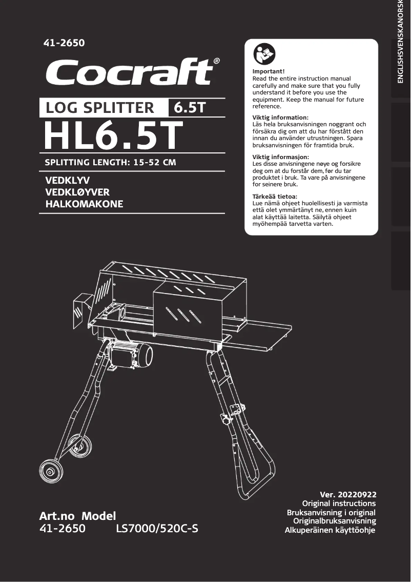 Page 1 de la notice Manuel utilisateur Cocraft HL6.5T