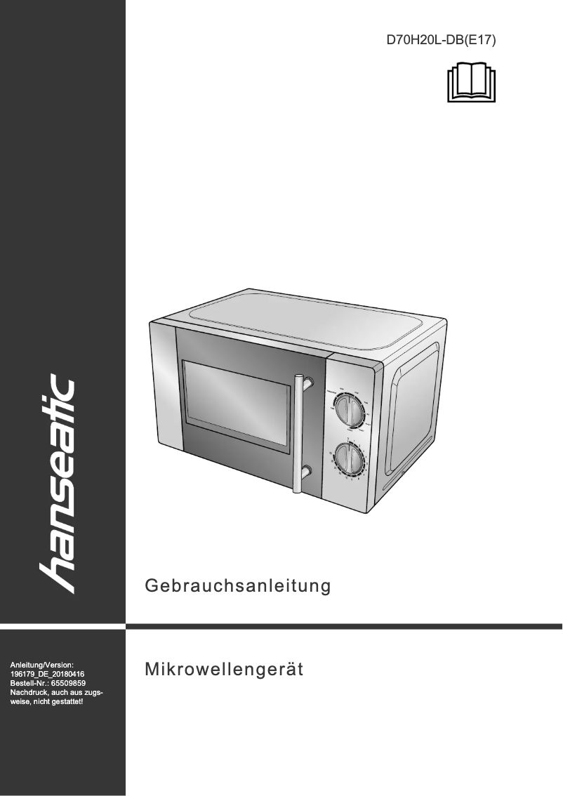 Page 1 de la notice Manuel utilisateur Hanseatic D70H20L-DB(E17)