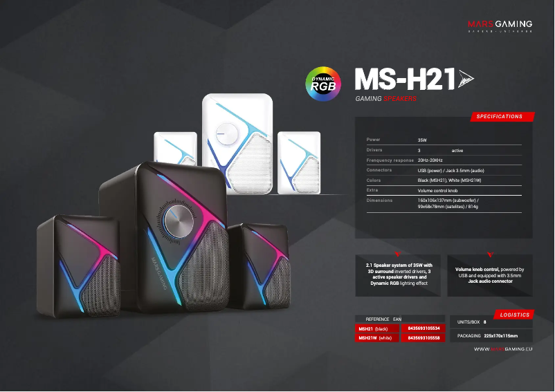 Page 1 de la notice Fiche technique Mars Gaming MS-H21