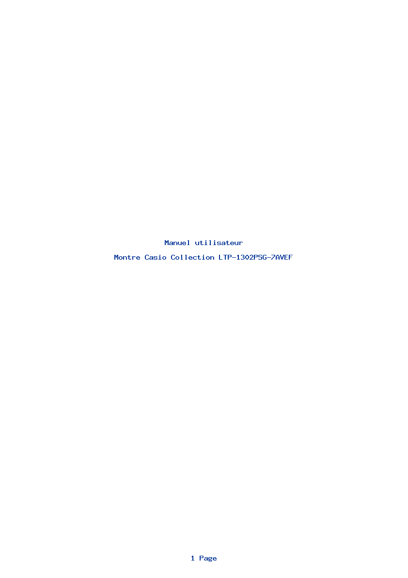 Page 1 de la notice Manuel utilisateur Casio Collection LTP-1302PSG-7AVEF