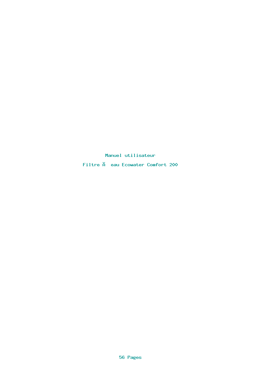 Page 1 de la notice Manuel utilisateur Ecowater Comfort 200