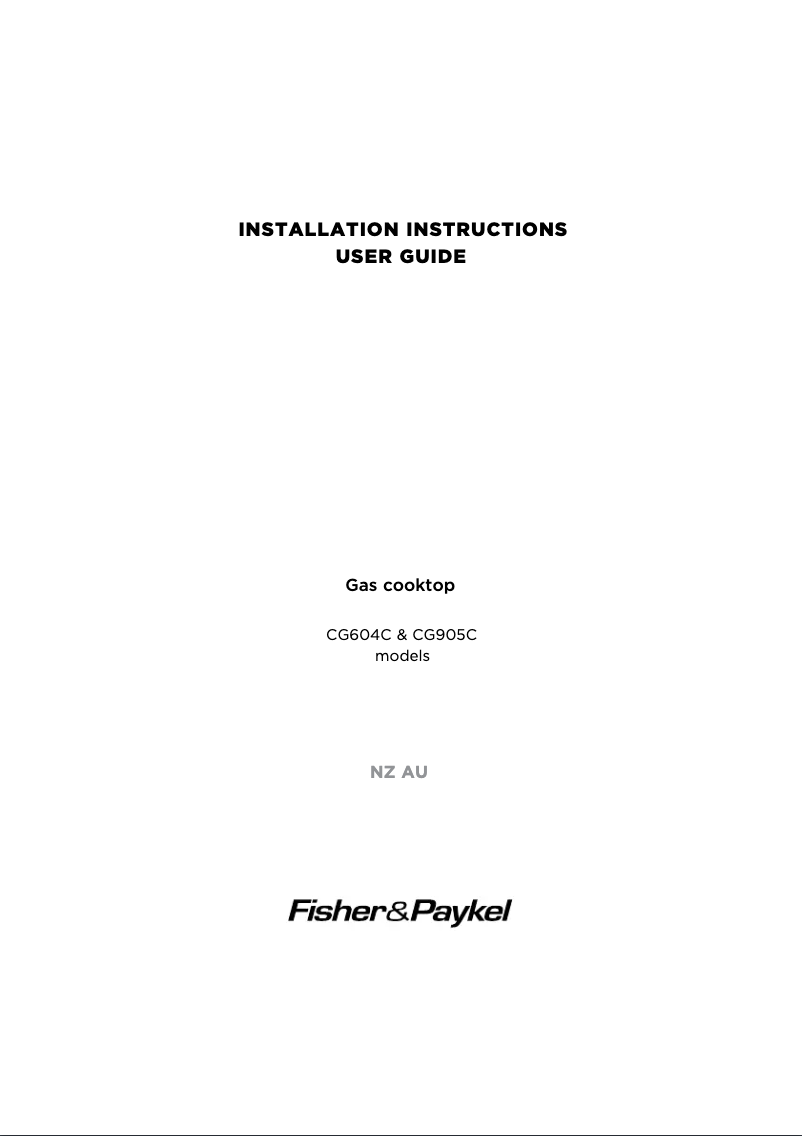 Página 1 del manual Manual de usuario Fisher & Paykel CG905CNGX2