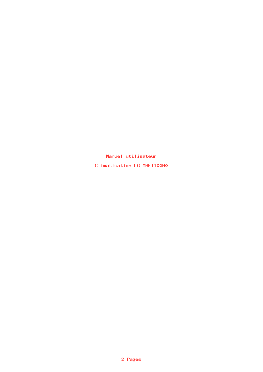 Page 1 de la notice Manuel utilisateur LG AHFT100H0
