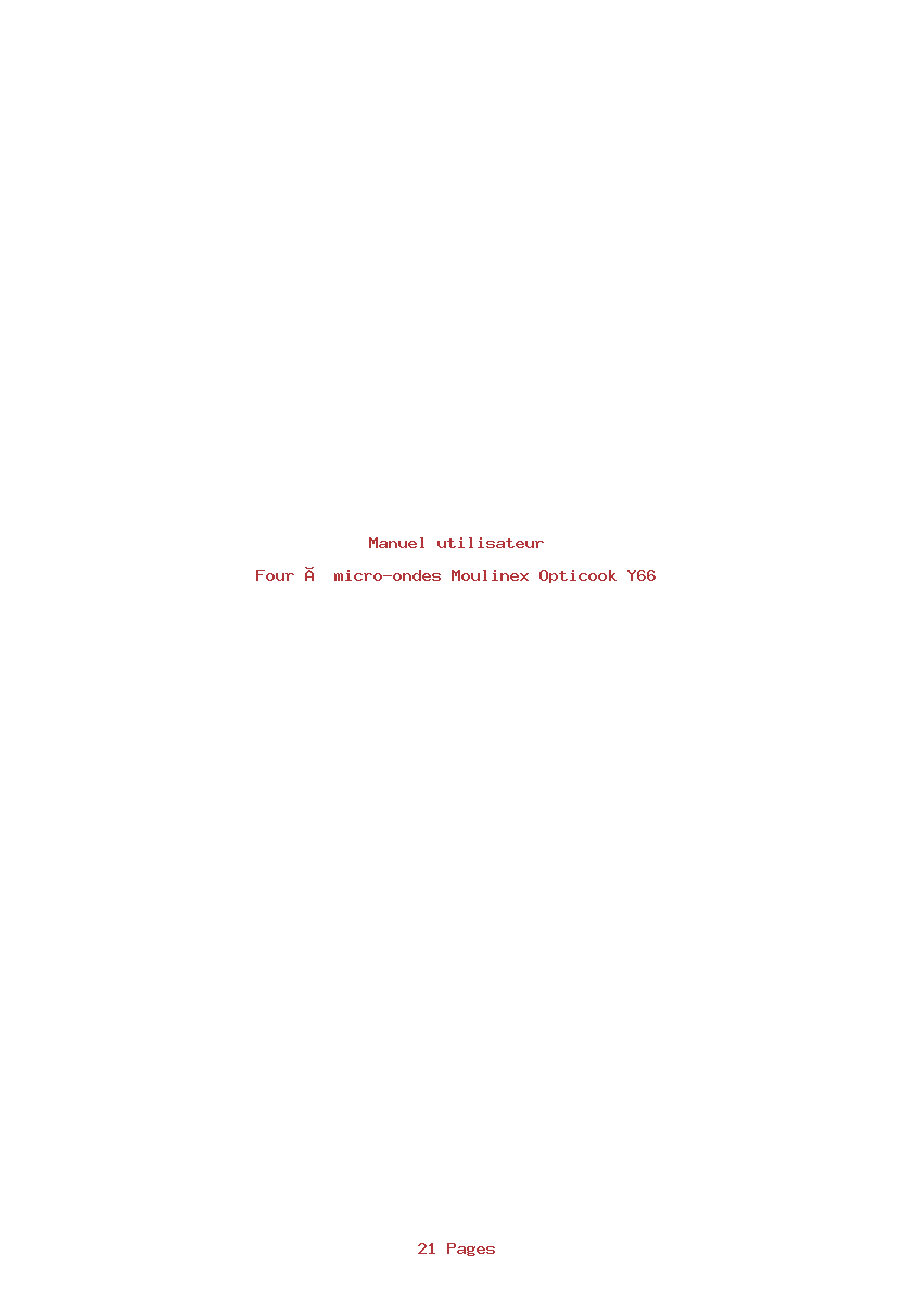 Page 1 de la notice Manuel utilisateur Moulinex Opticook Y66