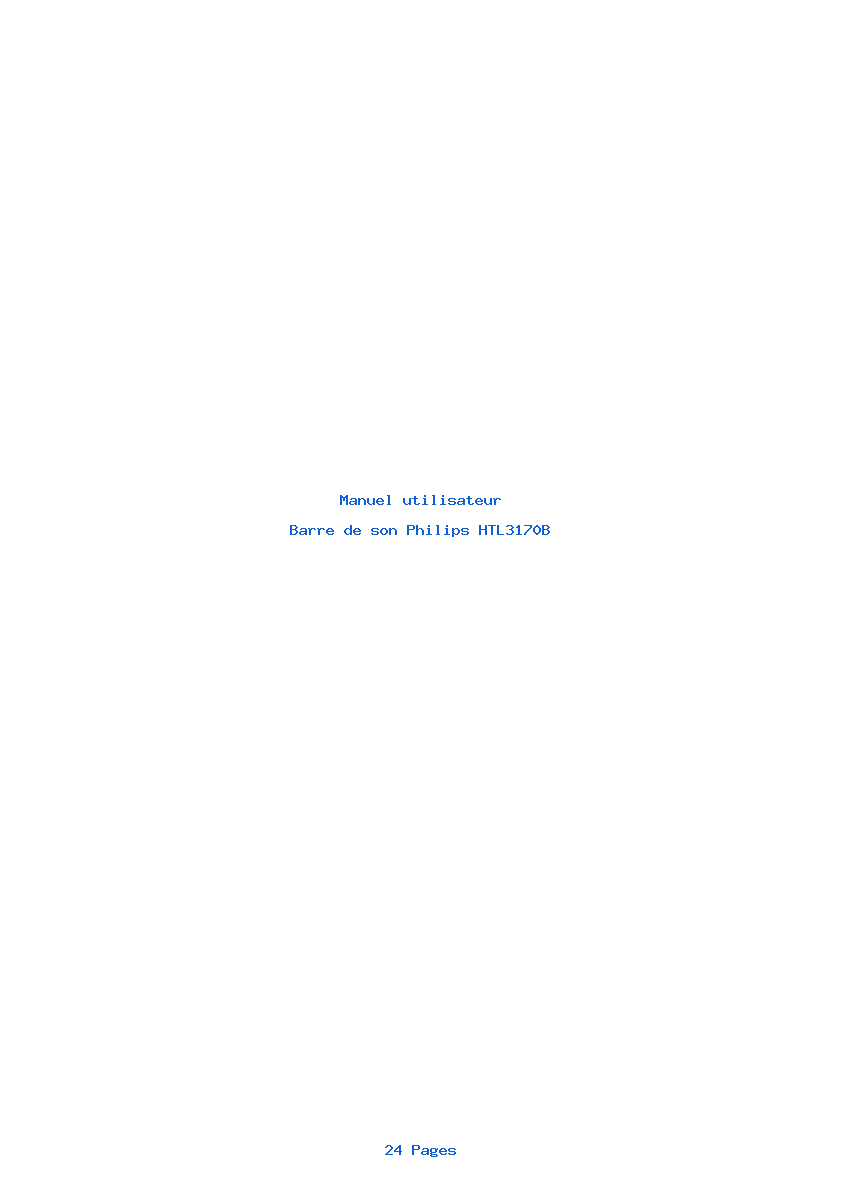 Page 1 de la notice Manuel utilisateur Philips HTL3170B