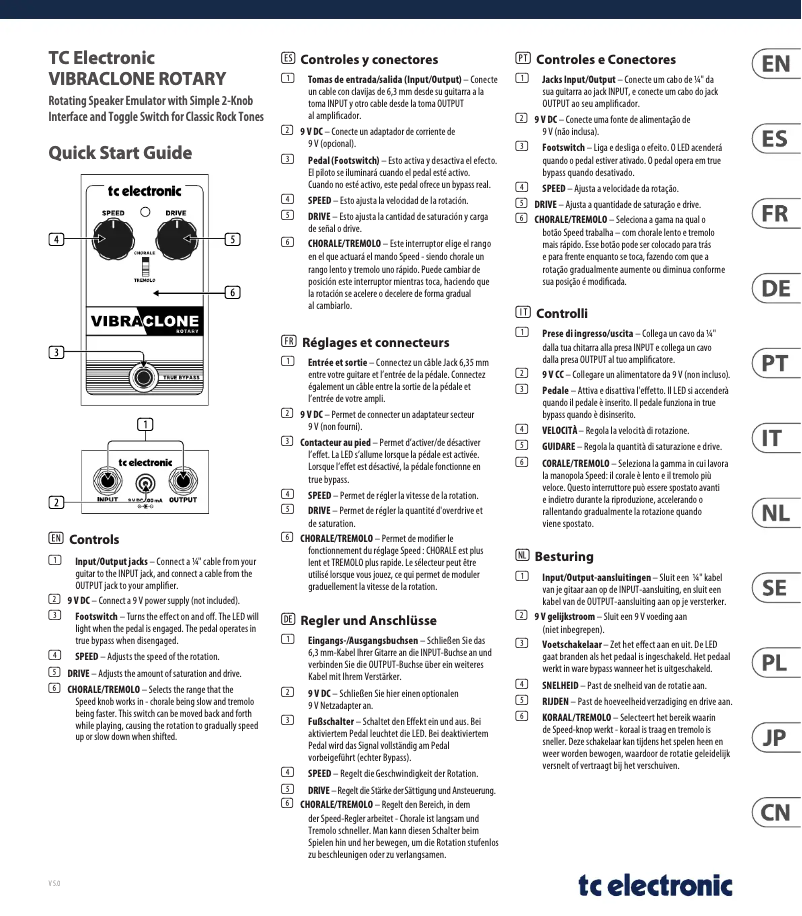 Page 1 de la notice Manuel utilisateur TC Electronic Vibraclone Rotary