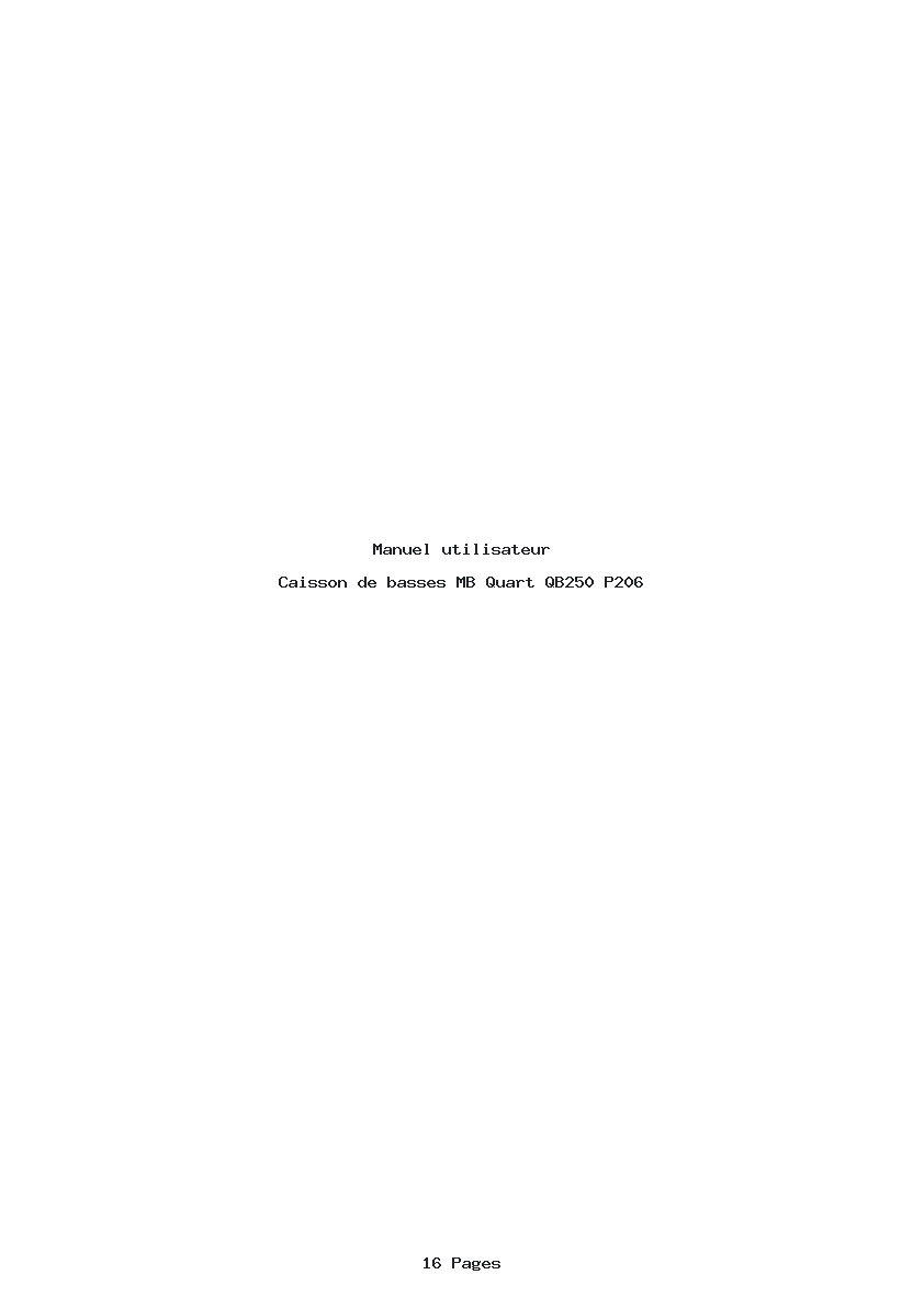 Page 1 de la notice Manuel utilisateur MB Quart QB250 P206