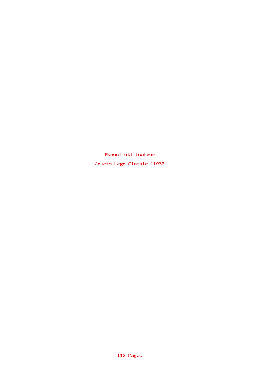 Page 1 de la notice Manuel utilisateur Lego Classic 11036