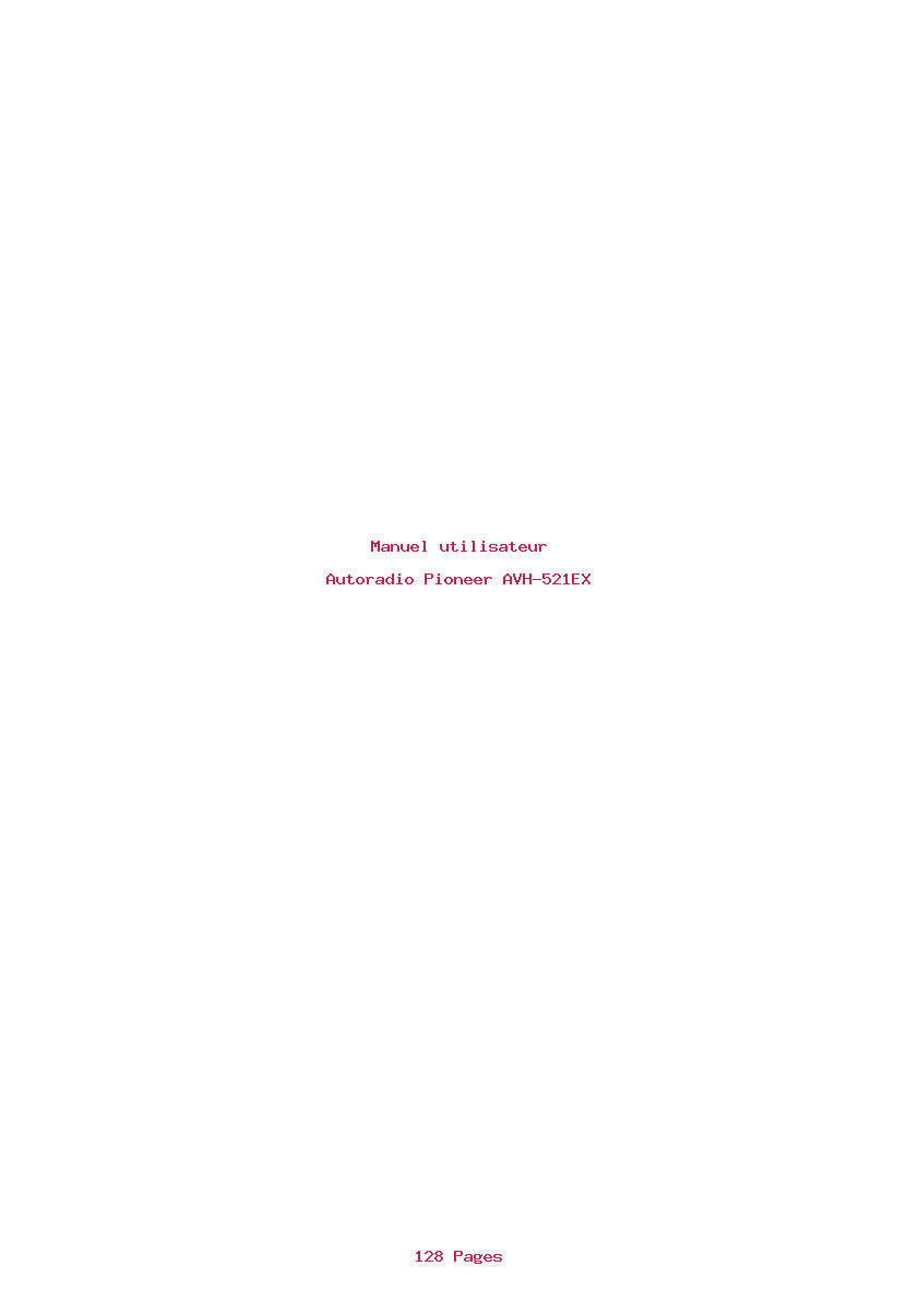 Page 1 de la notice Manuel utilisateur Pioneer AVH-521EX