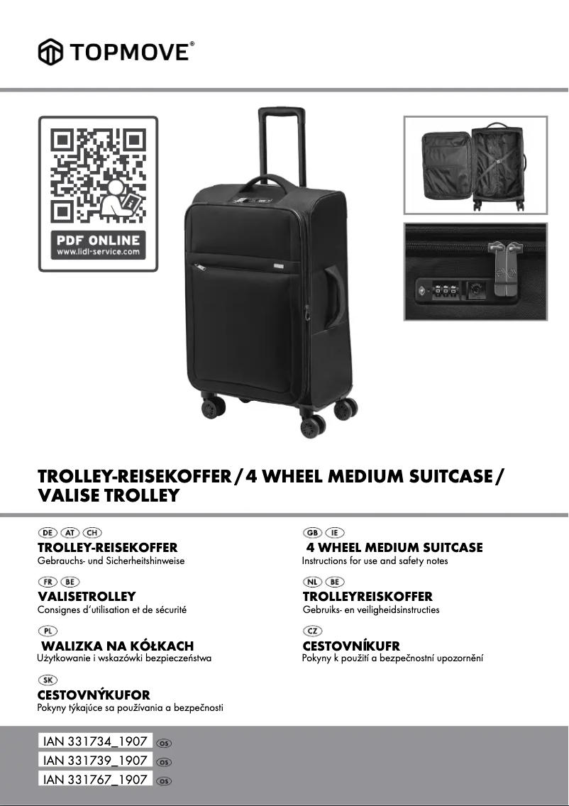 Page 1 de la notice Manuel utilisateur Topmove IAN 331757