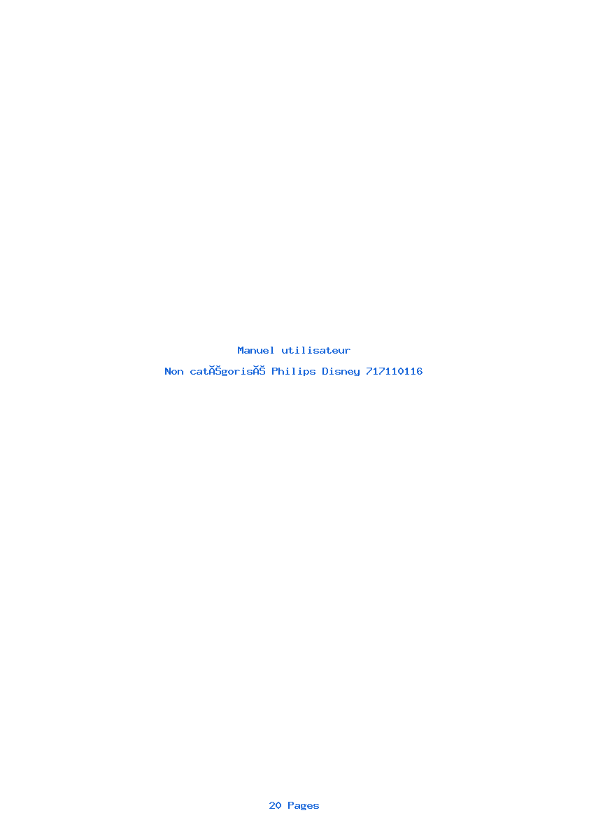 Page 1 de la notice Manuel utilisateur Philips Disney 717110116
